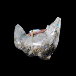 Leekya Zuni Coyote Fetish Carving with Arrowhead Bundle