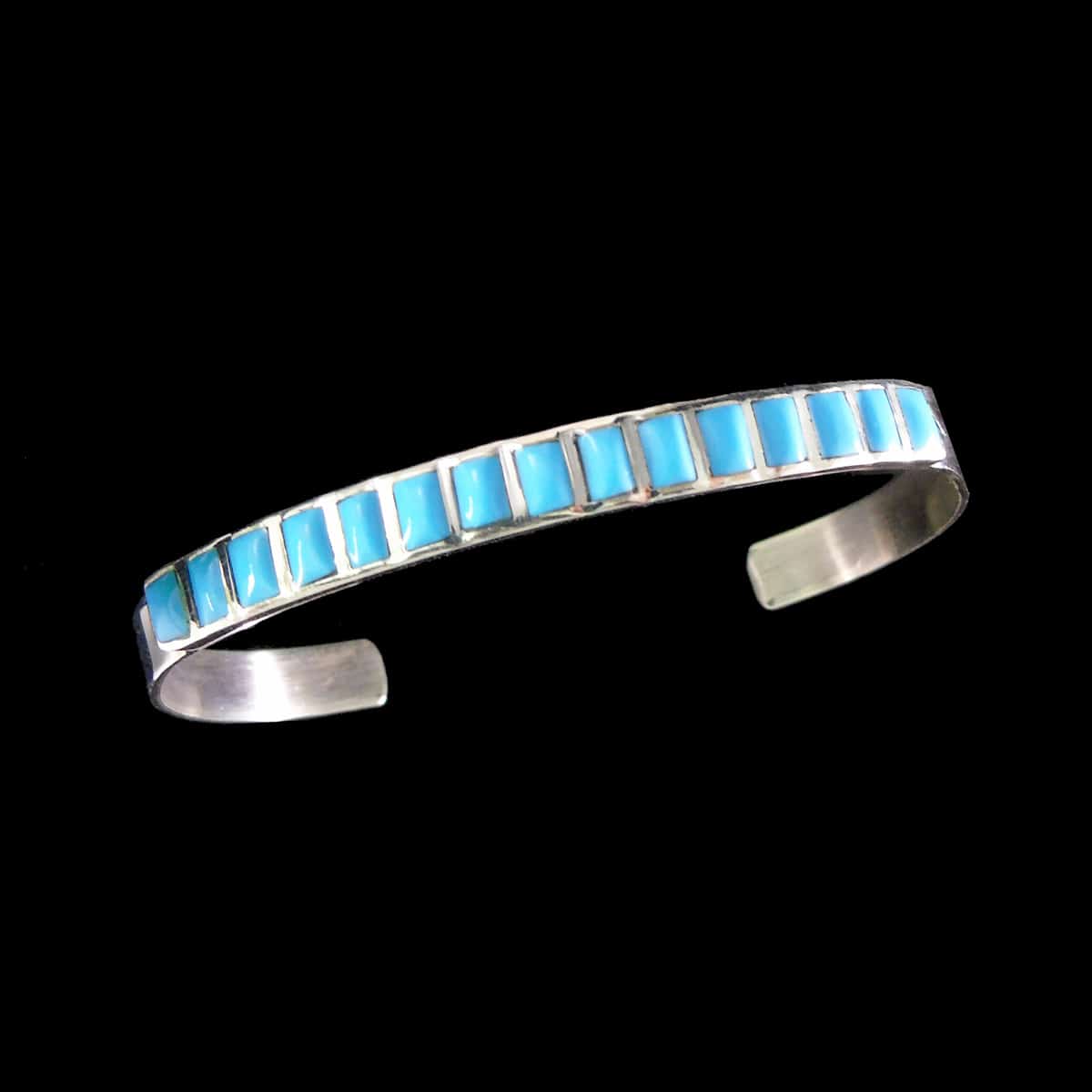 Exquisite Thick Native American Zuni Turquoise Sterling Silver Bracelet Cuff Exquisite Thick Native American Zuni Turquoise Sterling Silver Bracelet Cuff