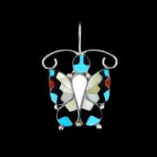 Inlaid Zuni 24 Gemstone Butterfly Pendant
