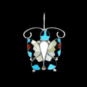 Inlaid Zuni 24 Gemstone Butterfly Pendant