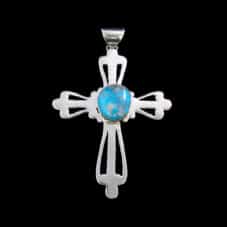 Navajo Cross Pendant with Turquoise Centerstone