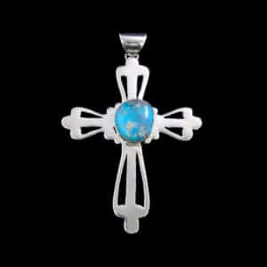 Navajo Cross Pendant with Turquoise Centerstone