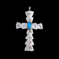 Navajo Turquoise Cross Necklace Pendant