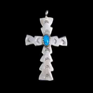 Navajo Turquoise Cross Necklace Pendant