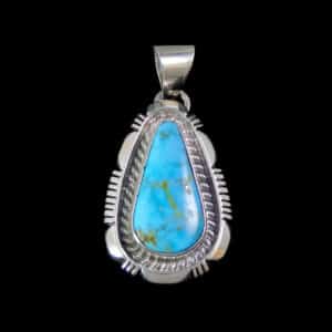 Genuine Navajo Turquoise Teardrop Pendant