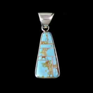 Navajo Inlaid Turquoise Triangle Pendant