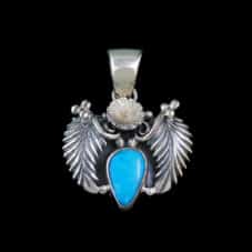 Southwest Turquoise, Flower & Leaf Pendant