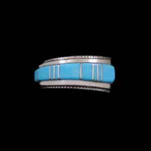 Tapered Zuni Turquoise Inlaid Band