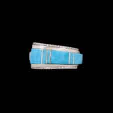 Tapered Inlaid Turquoise Zuni Ring