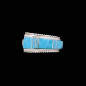 Tapered Inlaid Turquoise Zuni Ring