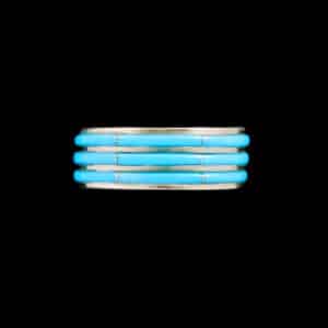 3-Row Zuni Turquoise Inlaid Ring
