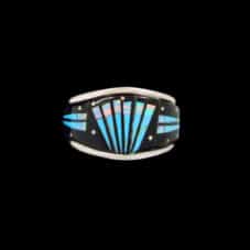 Fine Handcrafted Navajo Inlaid Fan Ring