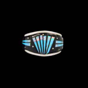 Fine Handcrafted Navajo Inlaid Fan Ring