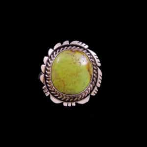 Traditional Round Green Turquoise Ring
