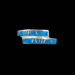 Navajo Blue Cultured Opal Inlaid Band