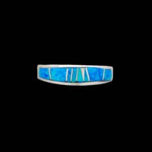 Hand-Crafted Navajo Blue Cultured Opal Inlaid Ring