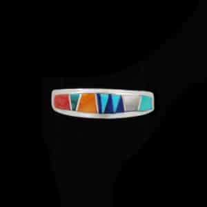Authentic Navajo 10-Stone Inlaid Ring