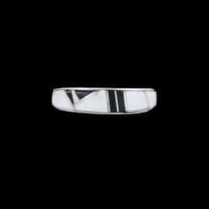Hand-Inlaid Navajo White Buffalo Ring
