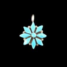 Zuni Inlaid Turquoise Flower Pendant