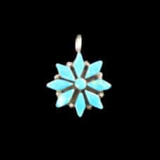 Zuni Inlaid Turquoise Flower Pendant