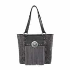 Montana West Floral Embossed Fringe Concho Tote