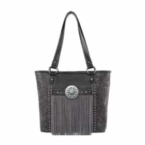 Montana West Floral Embossed Fringe Concho Tote