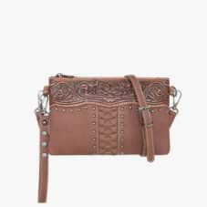 Tooled Floral Embossed Clutch-Crossbody Purse