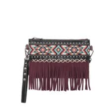 Montana West Embroidered Aztec Fringe Crossbody Wristlet