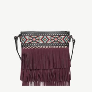 Montana West Embroidered Aztec Fringe Concealed Carry Crossbody