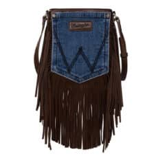 Wrangler Leather Fringe Jean Denim Pocket Purse