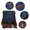 Wrangler Leather Fringe Jean Denim Pocket Purse