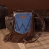 Wrangler Leather Fringe Jean Denim Pocket Purse