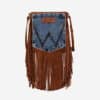 Wrangler Leather Fringe Jean Denim Pocket Purse