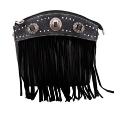 Black Suede Fringe Southwest Crossbody Bag