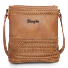 Wrangler Leather Woven Tan Crossbody Bag