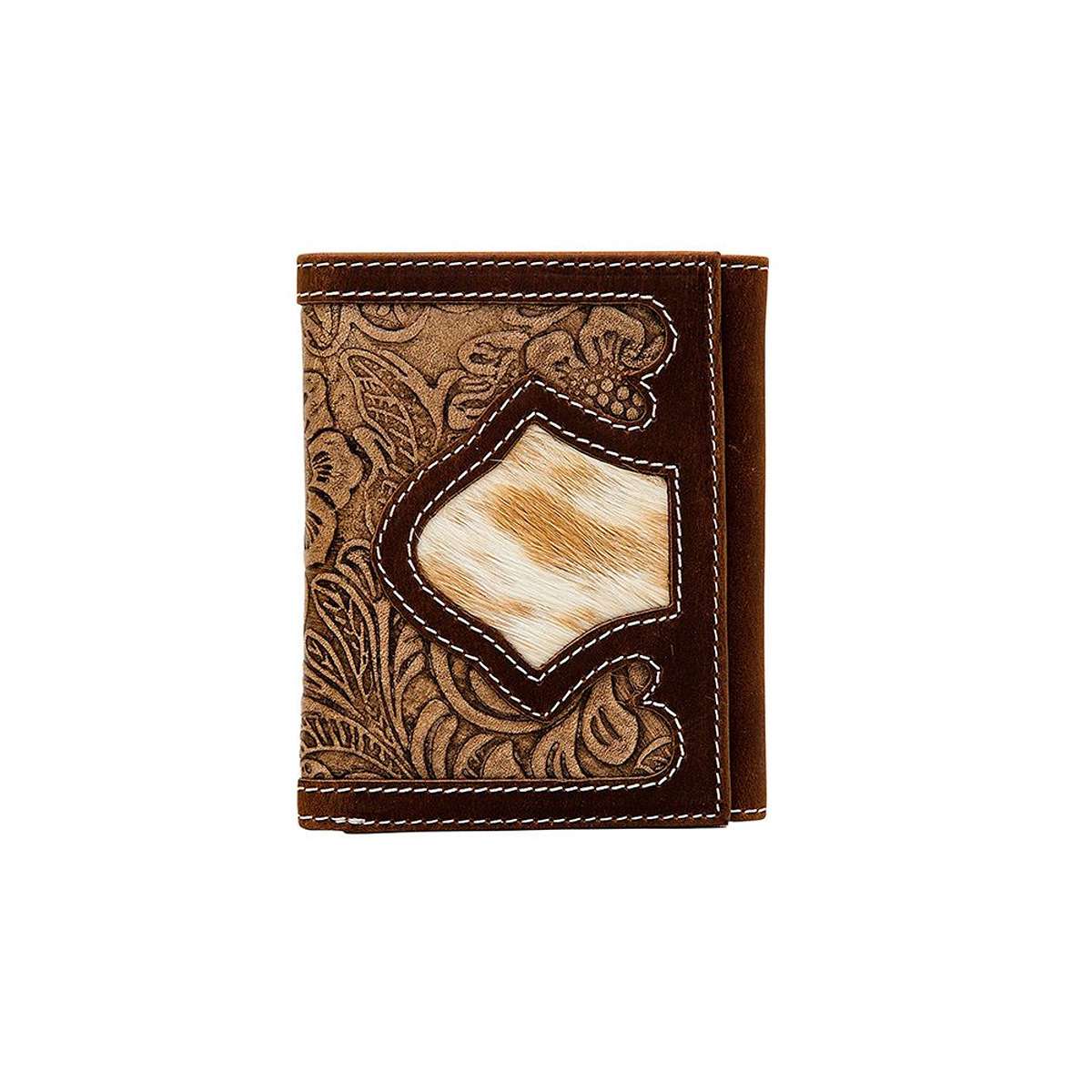 Mandarin Mens Hand Tooled Leather & Hair On Wallet
