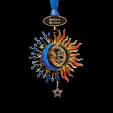 Sun Moon Crescent Sedona Arizona Brass Ornament