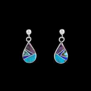 Navajo Hand-Crafted Gemstone Teardrop Earrings