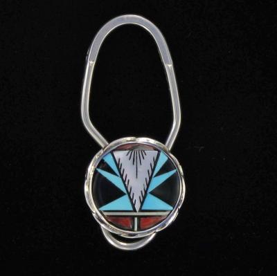 Zuni Multi Inlay Round Key Ring