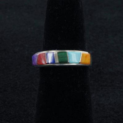 Navajo Medium Multi-Stone Inlaid Band Ring