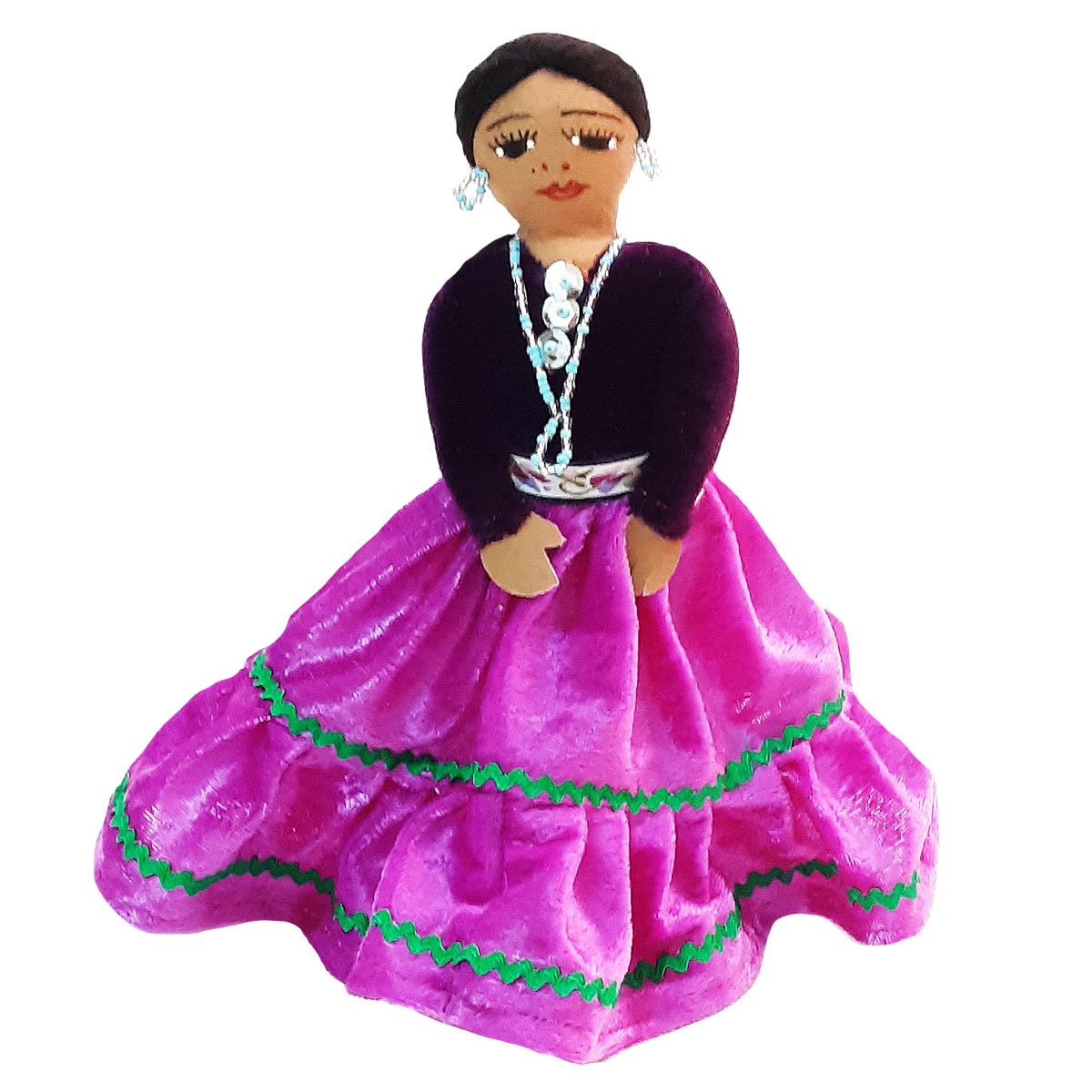 Handcrafted Native American Cloth Doll - Purple Fuscia - Image 3