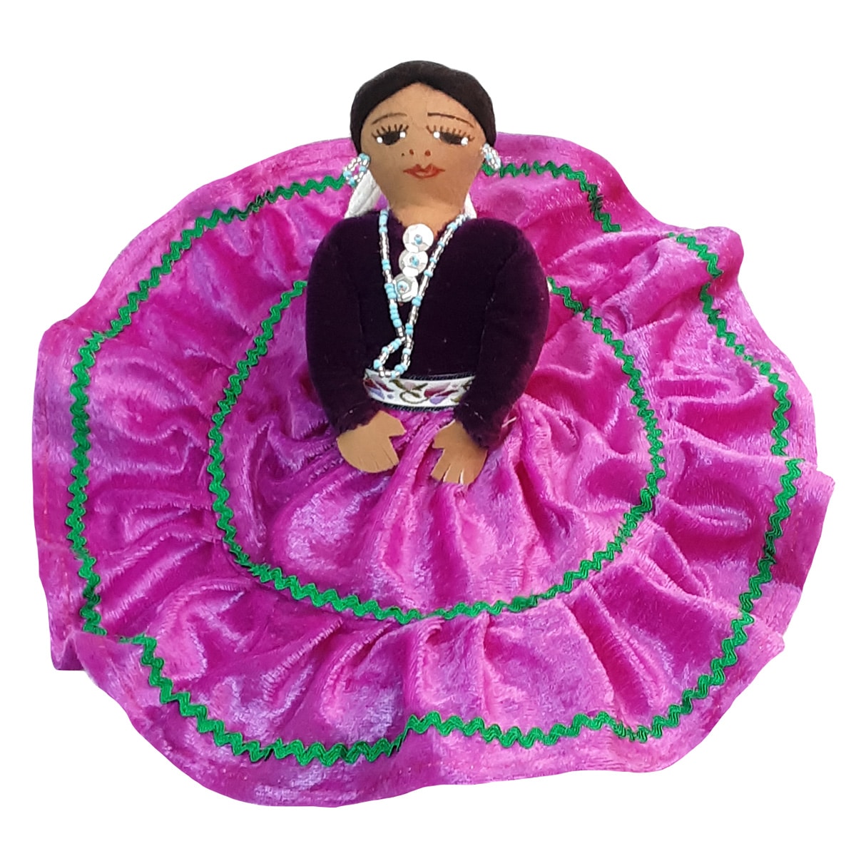 Handcrafted Native American Cloth Doll - Purple Fuscia