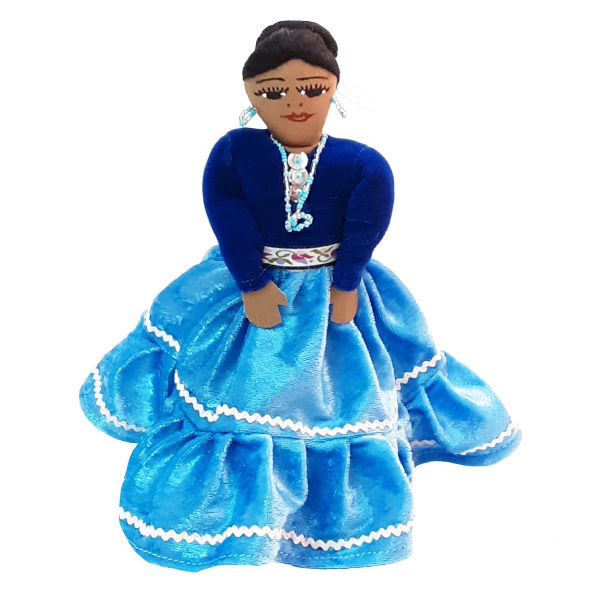 Handmade Navajo Cloth Doll - Navy Light Blue - Image 3