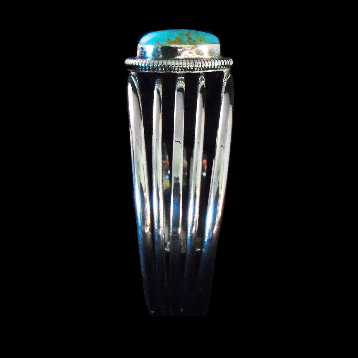 5 Band Turquoise and Silver Cuff Bracelet - Image 2