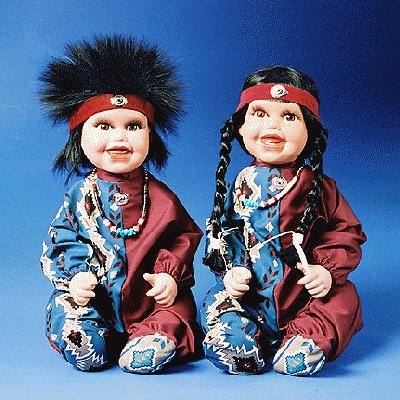 Matching Navajo Porcelain Doll Pair
