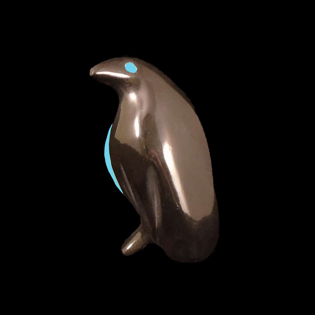 Jet Stone & Turquoise Zuni Penguin Fetish - Image 3