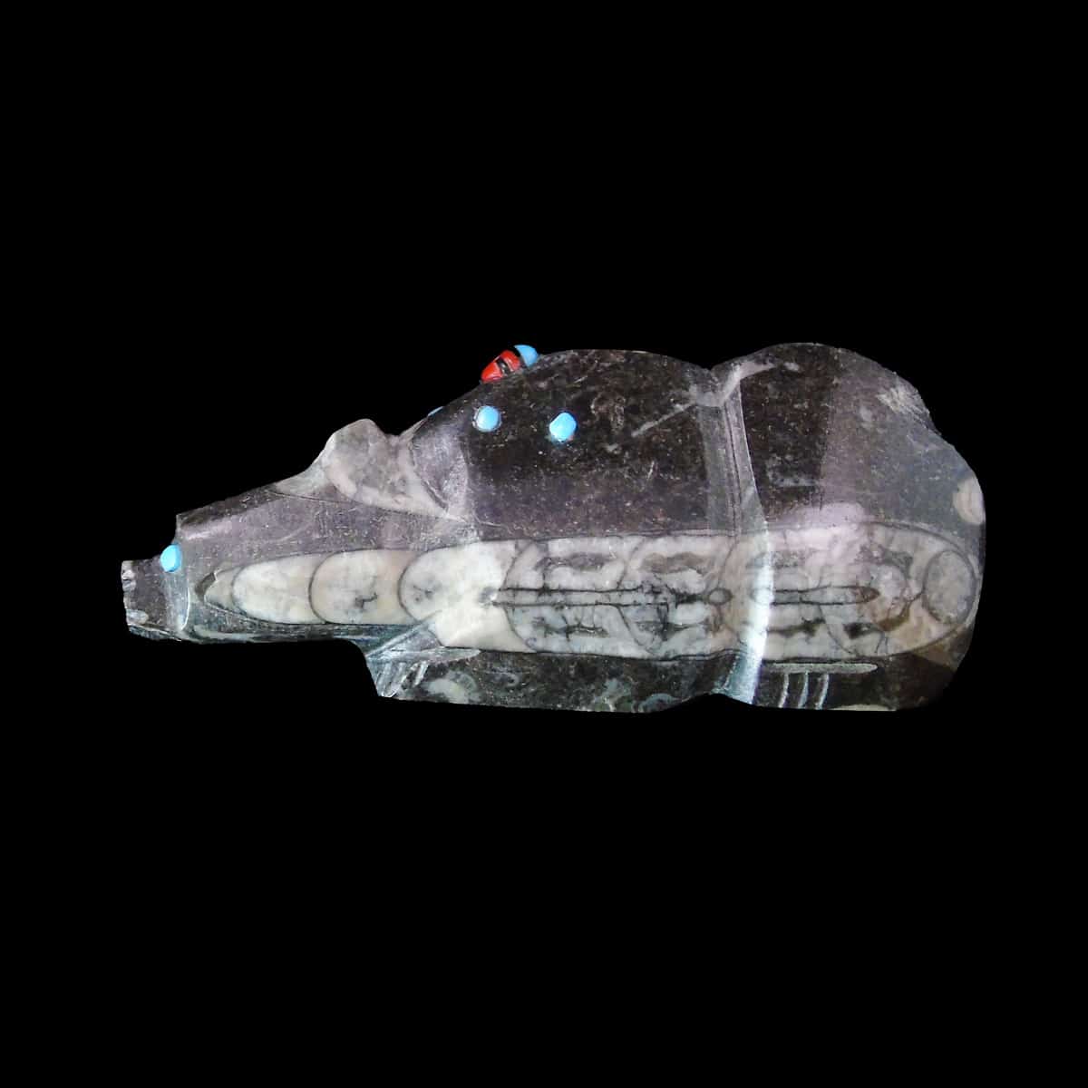 Traditional Native American Zuni Bear Fetish With Sunface - Image 2