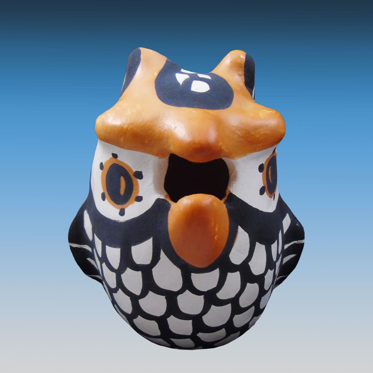Native American Acoma Pueblo Owl Pottery Vase - Image 2