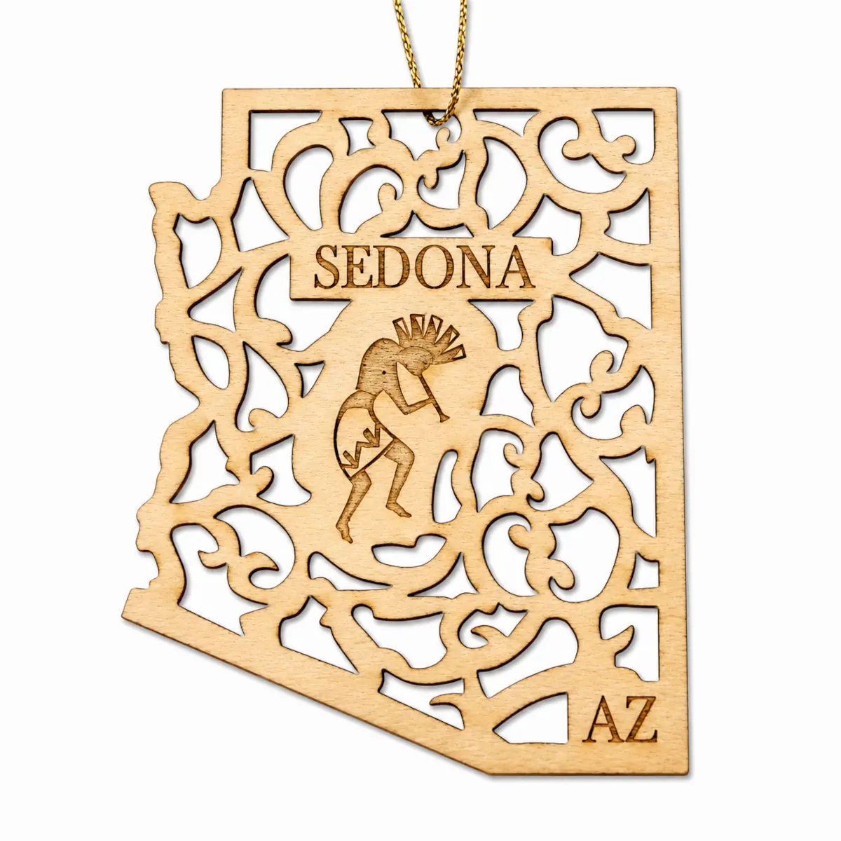 Arizona State Kokopelli Wood Ornament