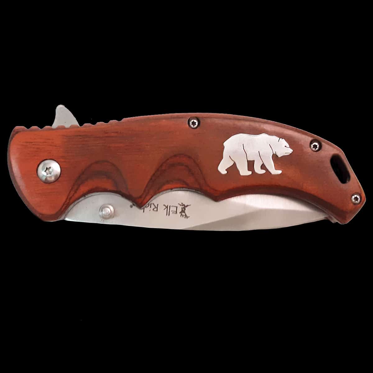 Assisted Opening Wood Knife w/ Bear - Image 2